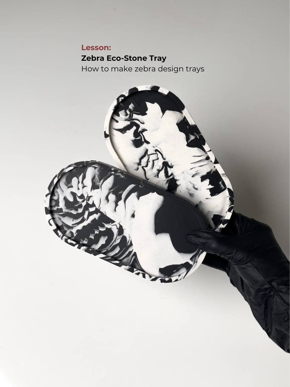 Zebra design eco-stone trays in black and white