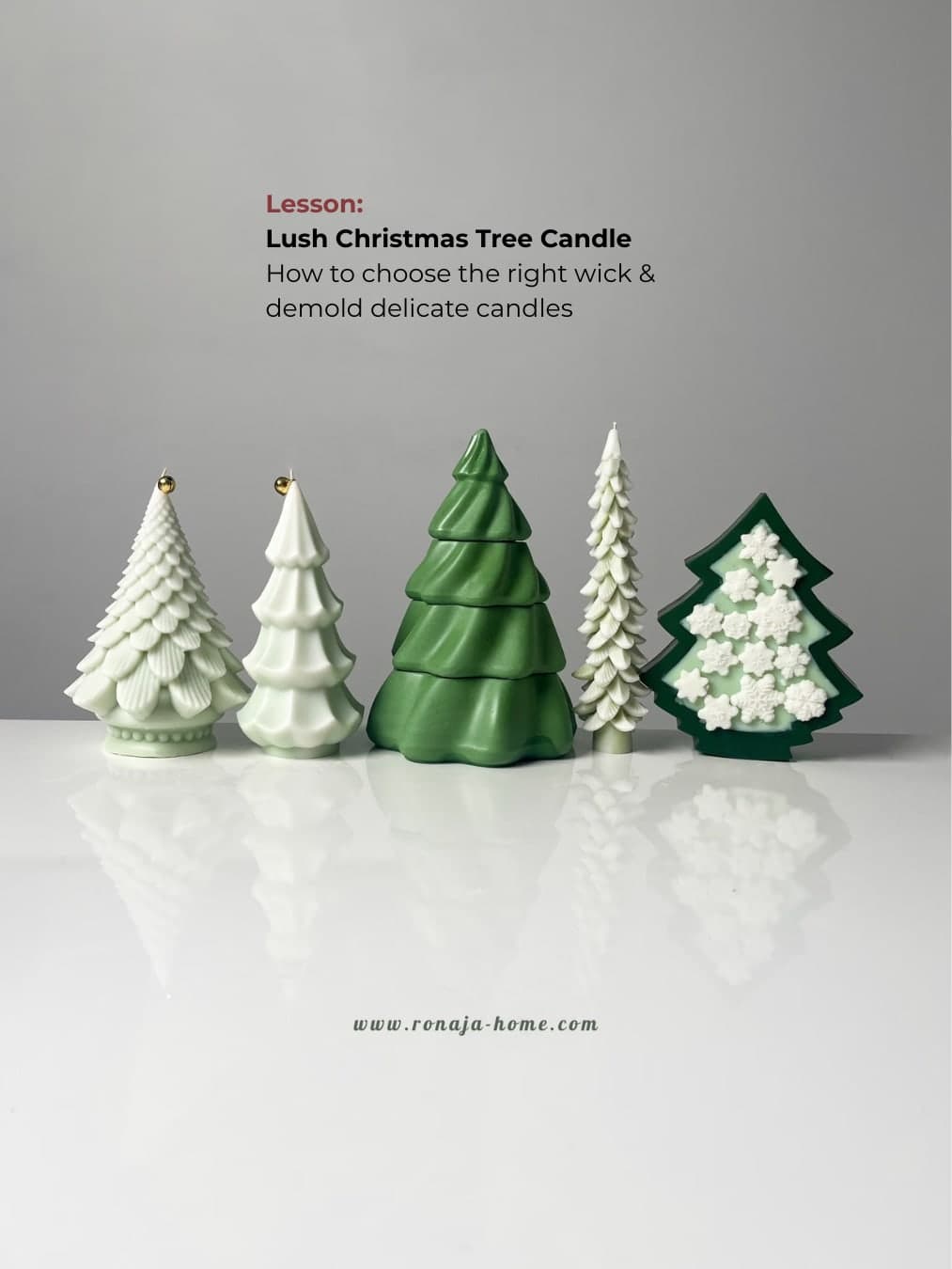 Lush Christmas tree candles in white and green
