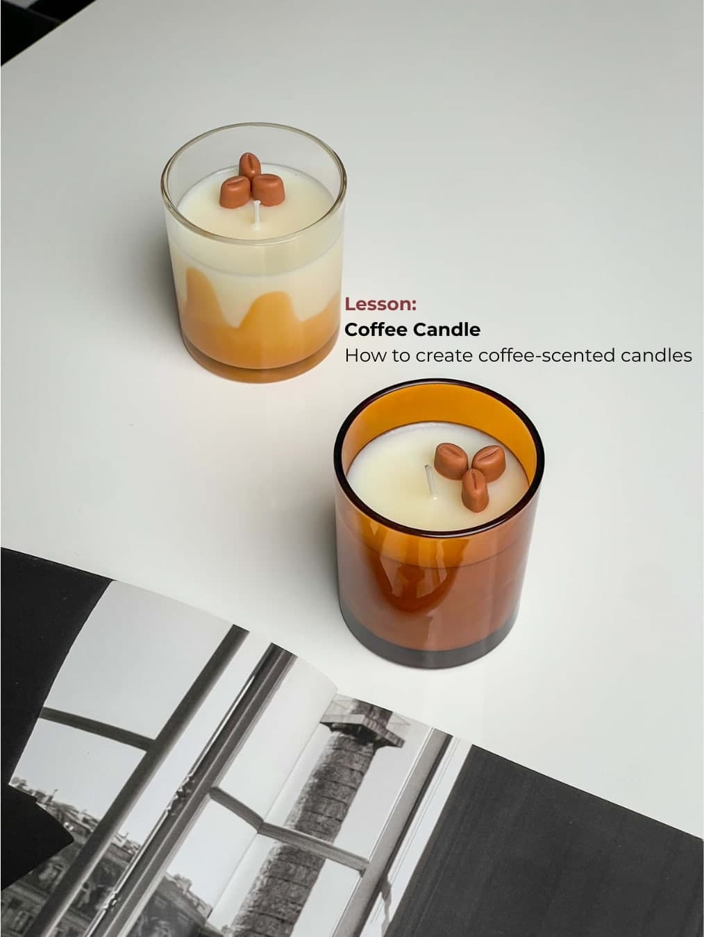 Coffee scented container candles