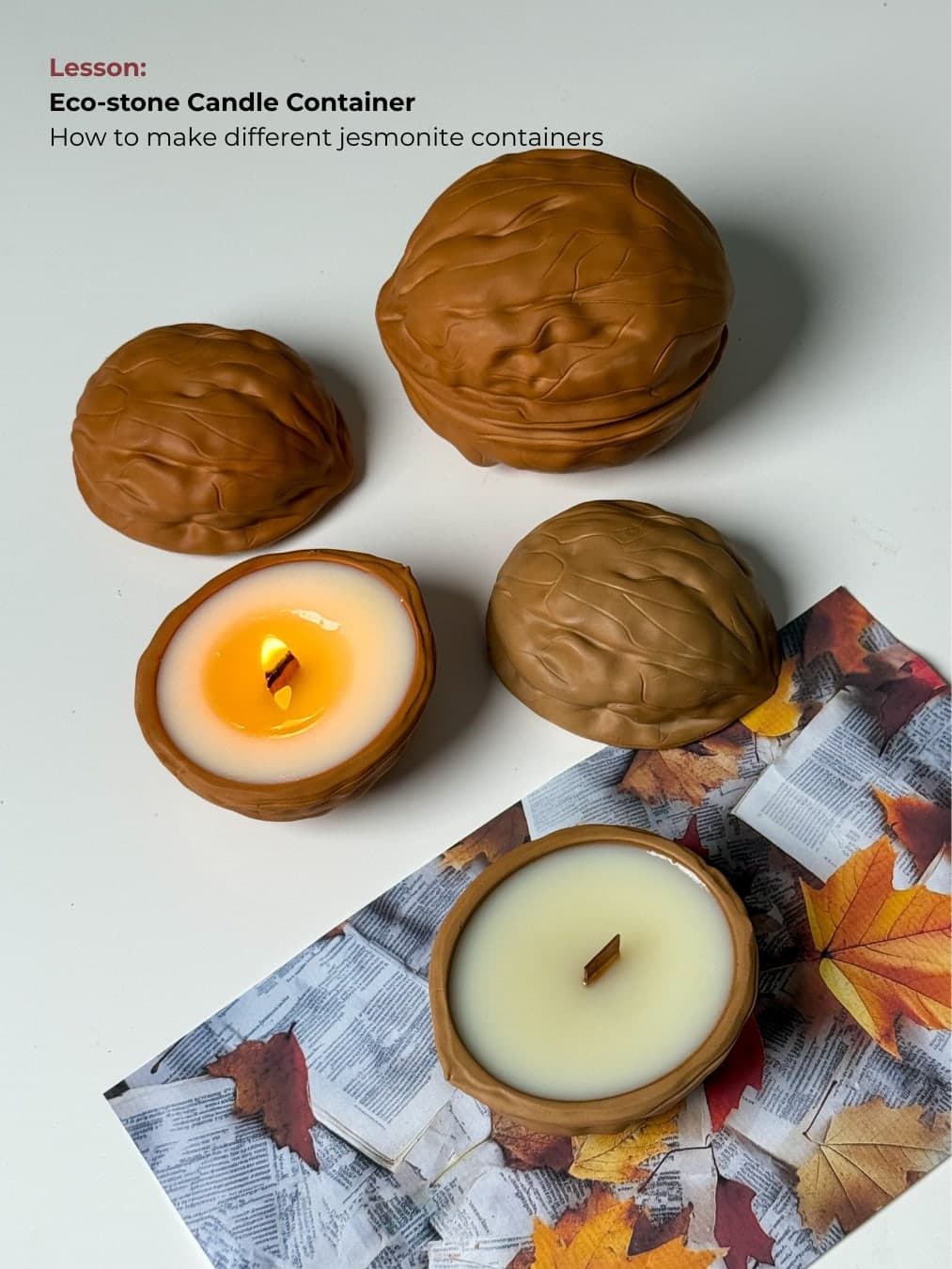 Eco-stone walnut candle containers